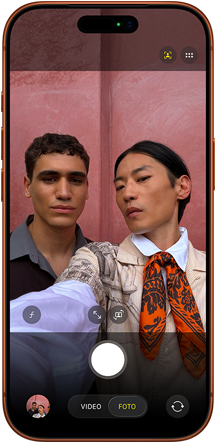 iPhone 17 Pro, parte frontal, funcionalidad Encuadre Centrado para fotos