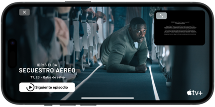 Un iPhone 15 muestra la serie Secuestro aéreo en Apple TV+